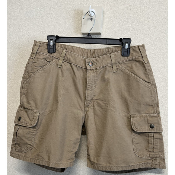 Carhartt Pants - Carhartt Women's Rugged Cargo Shorts Khaki/Tan Size 10 Vintage